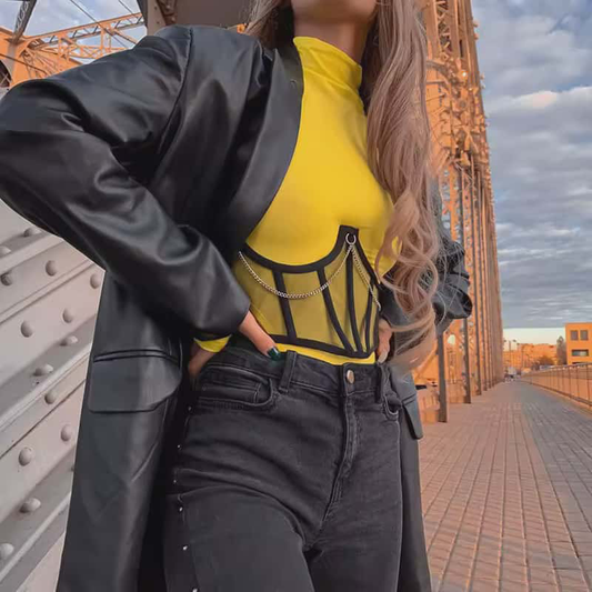 Glimery™ Metal Chain Mesh Corset Belt – Sexy Punk Underbust Body Shaper